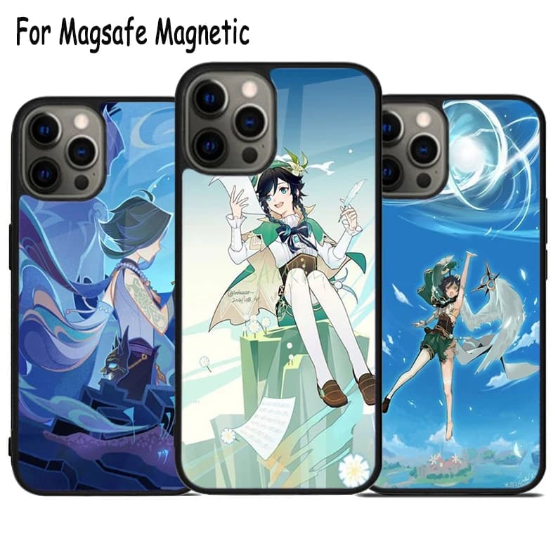 Cover magnetica MagSafe Xiao e Venti Genshin Impact per iPhone 17 Air 15 16 16e 14 13 11 12 Pro Max Plus