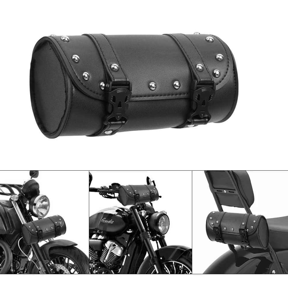 Borsa Universale per Forcella Moto in Pelle Borse Laterali Porta Attrezzi Impermeabile per Harley Sportster XL Softail Honda Yamaha