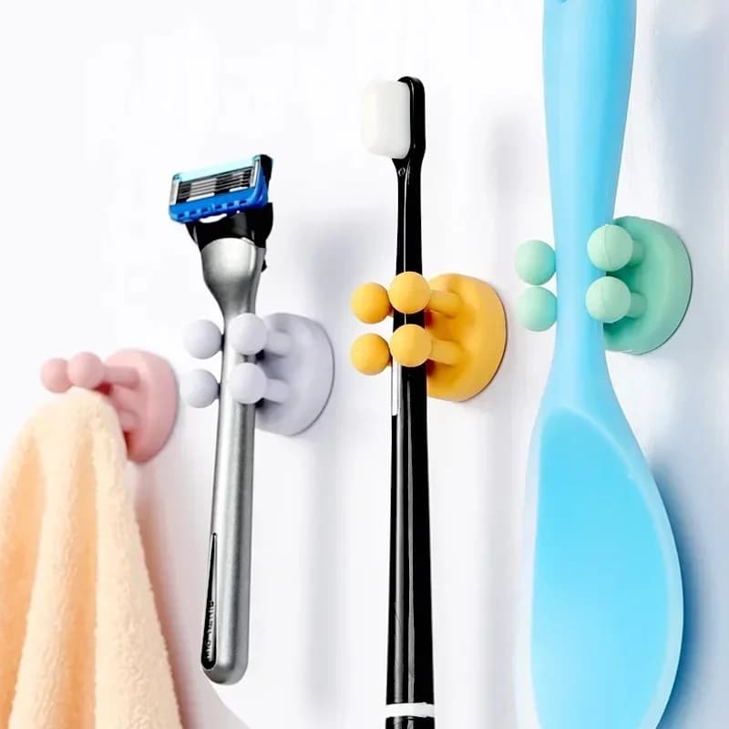 1/3pcs Silicone Toothbrush Holders Hook Waterproof Self Adhesive Wall Mounted Single Hook for Hanging Key Utility Plug Holder