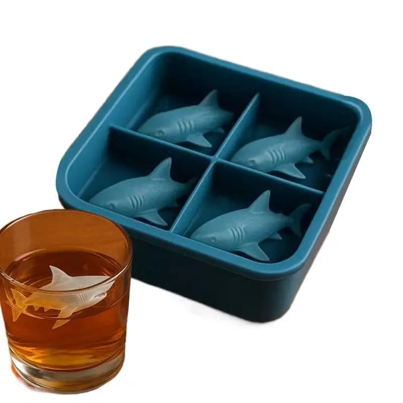 Stampo in silicone per squalo Stampo per vassoio di ghiaccio per squalo in silicone Stampo per ghiaccio divertente 3D Stampi per cubetti di ghiaccio riutilizzabili Utensili da cucina Accessori