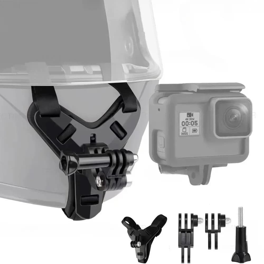 Motorcycle Helmet Chin Strap Mount, Universal Action Camera Bracket for GoPro Hero 13-8 DJI Osmo Insta360 SJCAM AKASO