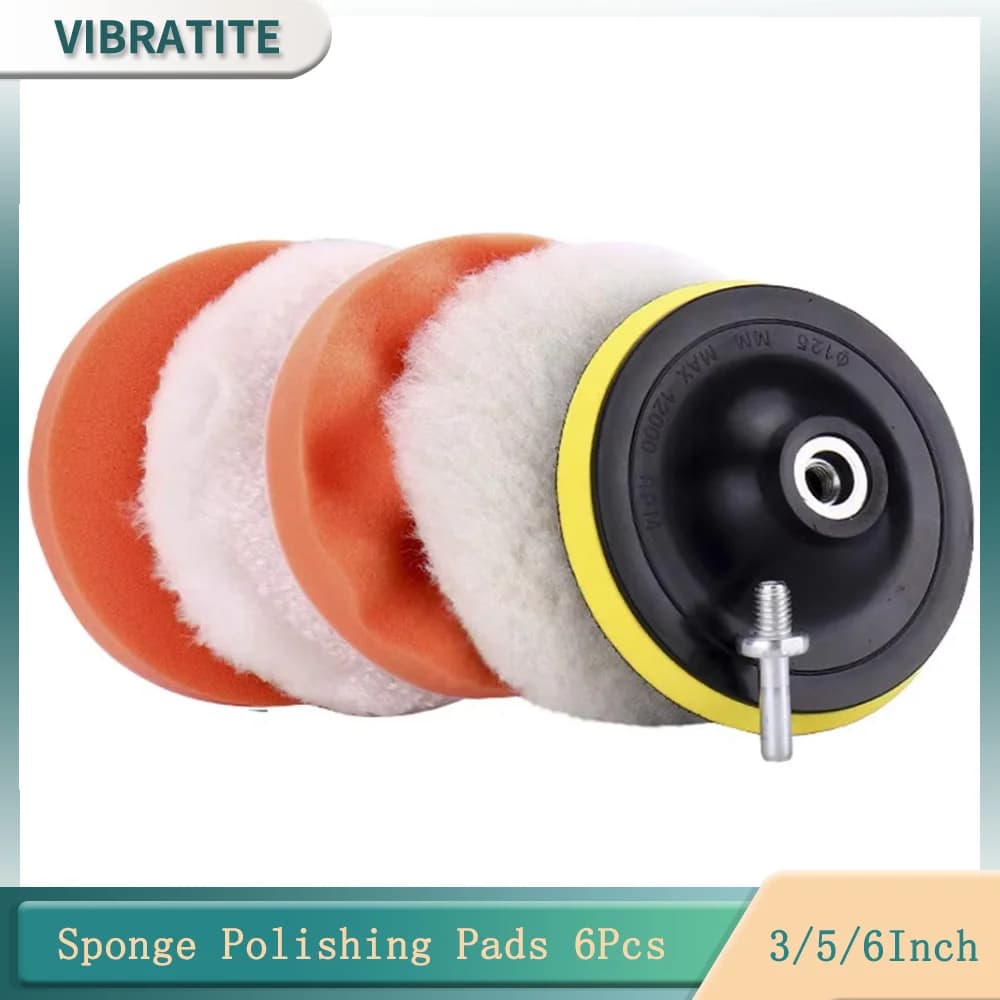 Tamponi per lucidatura in spugna da 3/5/6 pollici 6 pezzi con kit di tamponi per lucidatura per ceratura in lana per levigatura auto Set di tamponi per lucidatura automatica