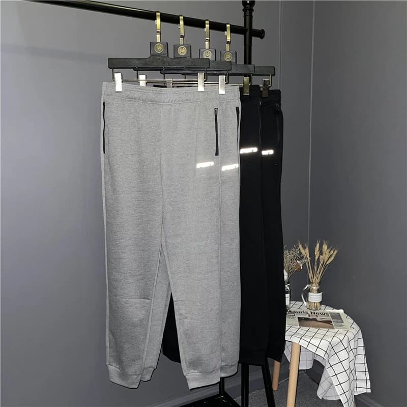 Reflective Straight Leg Casual Pants Men's Autumn Sports Leisure Trousers Long Pants Cotton Fine Canvas Youth Fashion
