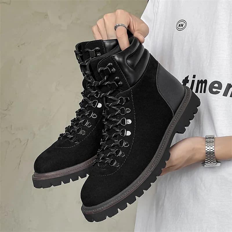 British style mens casual outdoors desert boots cow suede leather shoes vintage classic cowboy boot spring autumn ankle botas