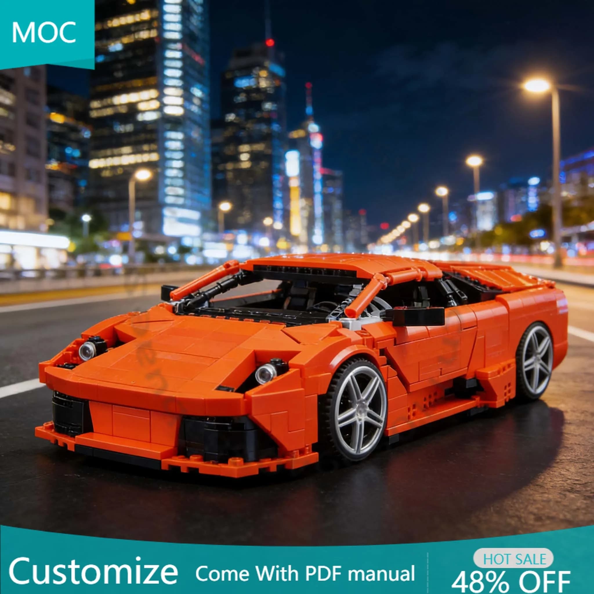 Set di Costruzioni 1224 Pezzi per Costruire la Tua Auto dei Sogni Murcielago LP640-4, Blocchi Modulari Personalizzabili, Giocattolo Educativo Fai-da-Te, Regalo per le Vacanze