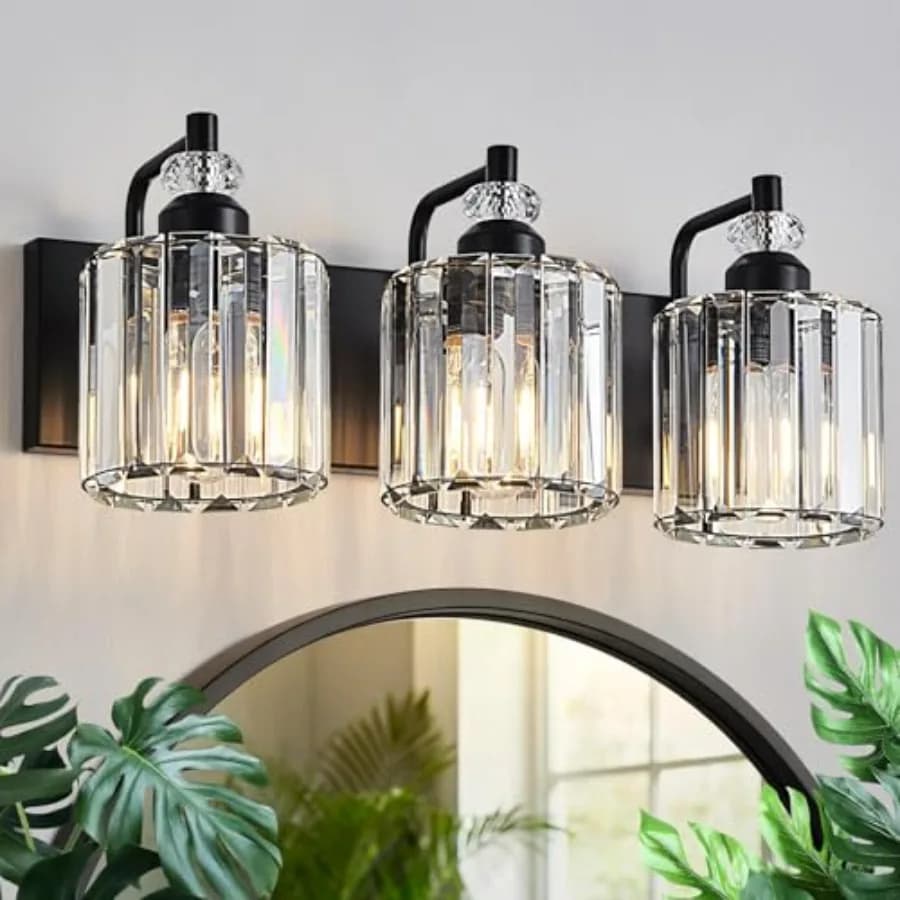 Lampada da Bagno a 3 Luci Sopra Specchio, Illuminazione Moderna per Vanità, Applique da Parete in Cristallo, Illuminazione Vintage per Bagno con Cristalli