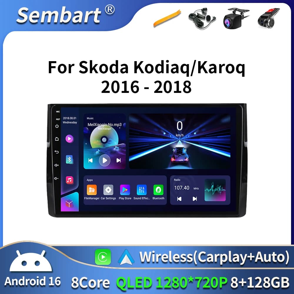 Android 16 Multimedia Autoradio For Skoda Kodiaq 2016-2018 Carplay 4G Wifi GPS RDS autoradio stereo DVD DSP