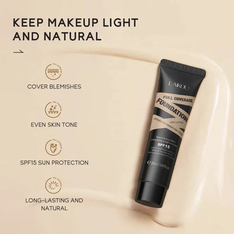 Fluid foundation Long-Term waterproof Oil control Humidity long-lasting female facial cosmetics with high coverage
