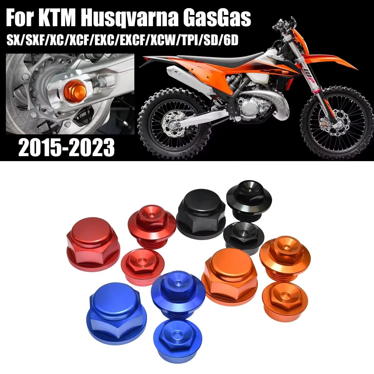 Ruota anteriore Dado di bloccaggio Bullone Catena posteriore Regolatore Asse Blocco Asse Ruota Dado Cocer CNC Per KTM SX SXF XC XCF EXC EXCF XCW SMR 85-530