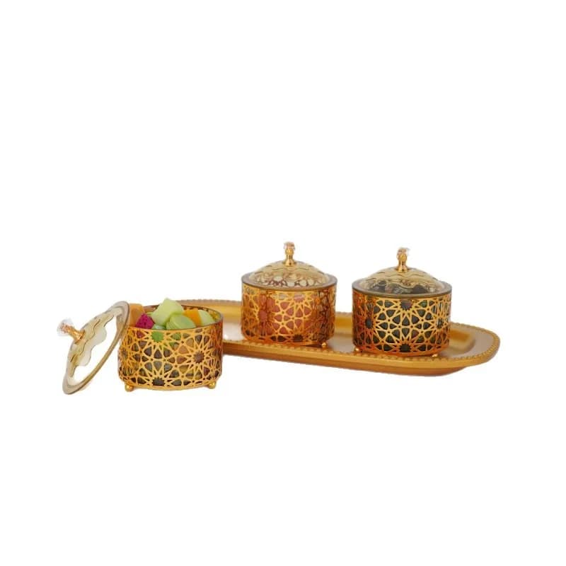 Middle Eastern Style Storage Tray Set for Snacks Candy Dried Fruit Home Table Ornament
