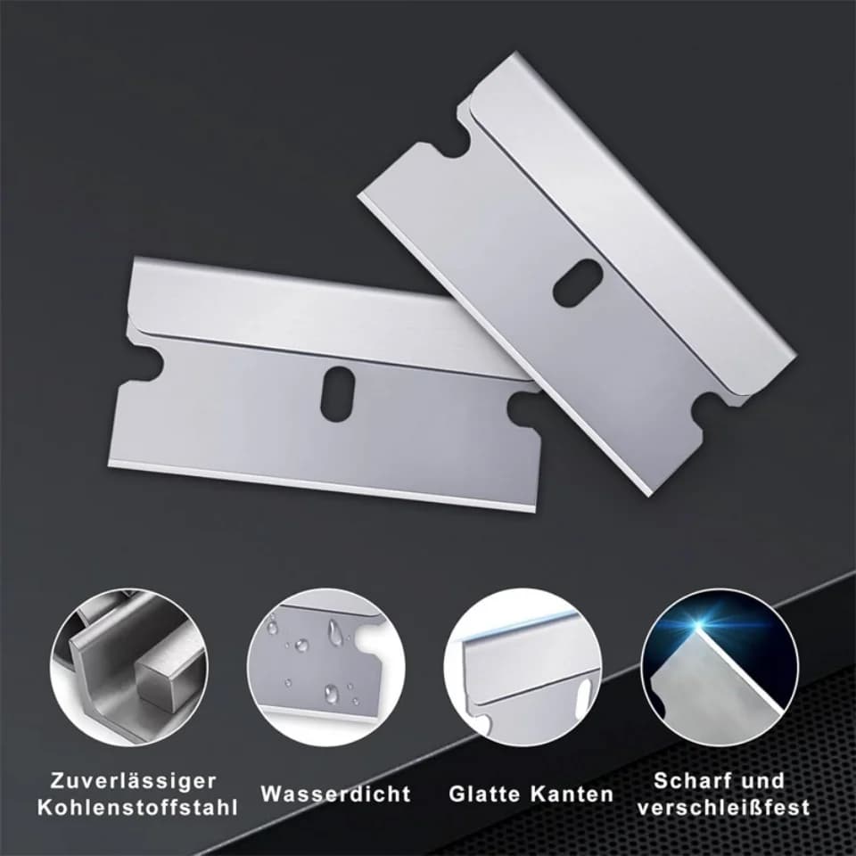 NeoWrap Replacement Scraper Blades Individually Wrapped Stainless Steel Razor Blades for Scraper Tools Removing Labels Stickers