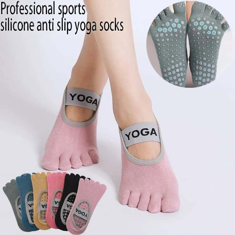 Yoga socks, non-slip socks, professional women's socks in combination with five fingers, sports socks for Pilates, socks with toes