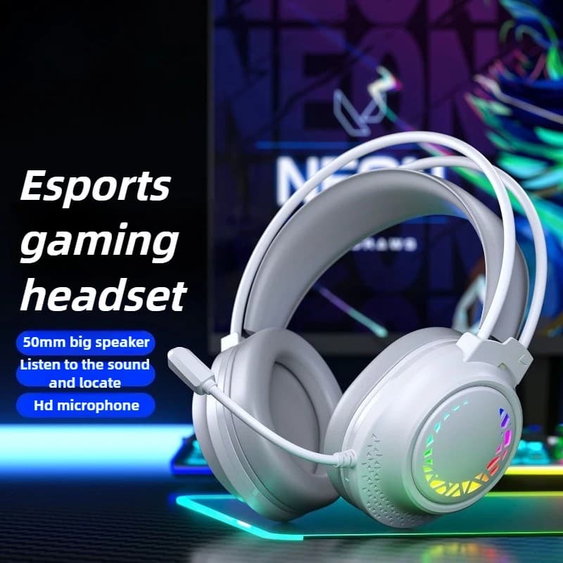 Headphones Wired Desktop Laptop Mobile Phone Tablet with Mic Noise reduction Light effect RGB Comfortable
