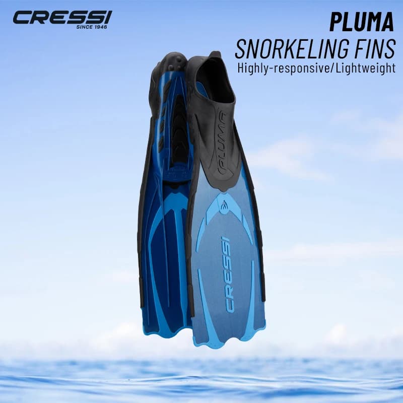 Cressi Pluma Snorkeling Nuoto Flipper Long Blade Pine Super Comfort Adult Blue Pink Black