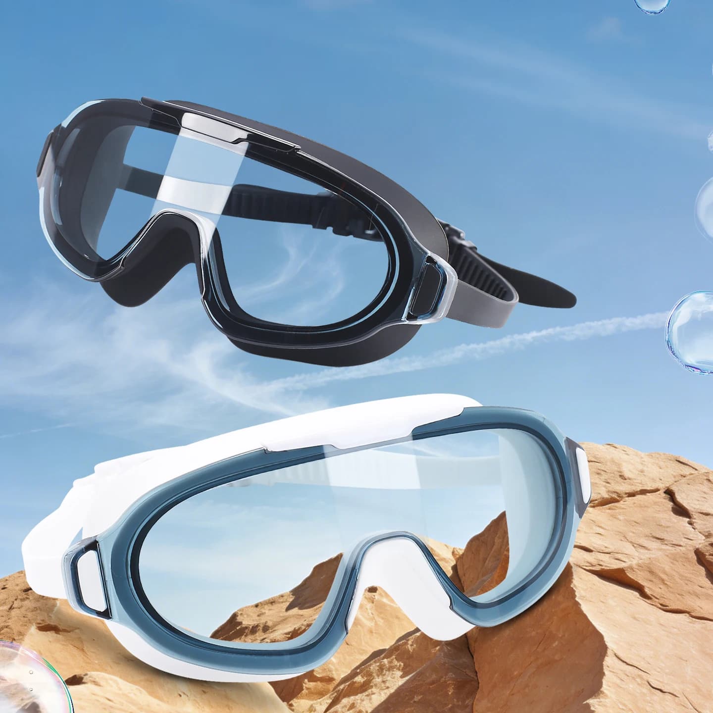 Men's swimwear, high definition, anti-fog, waterproof swim glasses, sun protection, big frame for woman