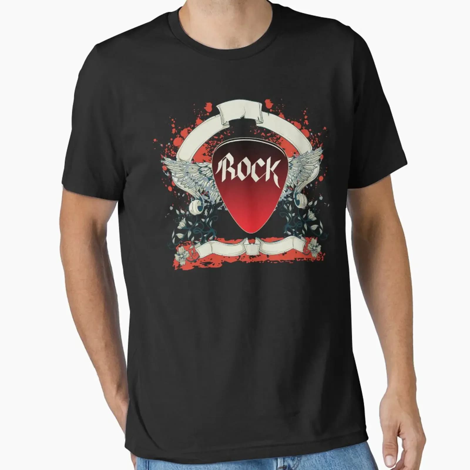Rock and Roll Guitar Pick Wings designed sold by SonicContours vintage Washed Unisex graphic Slightly Breathable