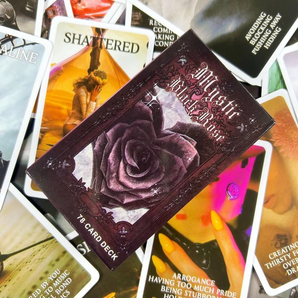 Mystic Black Rose 78pcs Tarot Cards English Visions Divination Edition Deck Board Playing Games Fortune Telling Cards