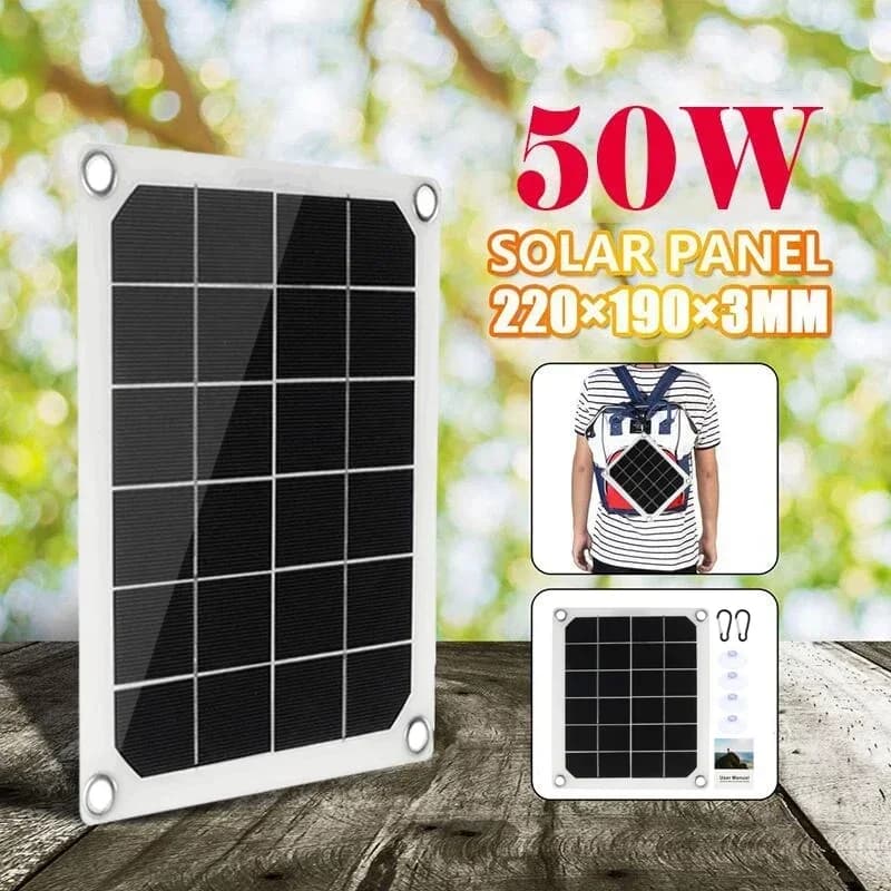 Caricabatteria portatile Dual USB con pannello solare da 50W caricabatteria da auto con scheda cellulare Solars per telefono RV Car Boat Yacht Camping
