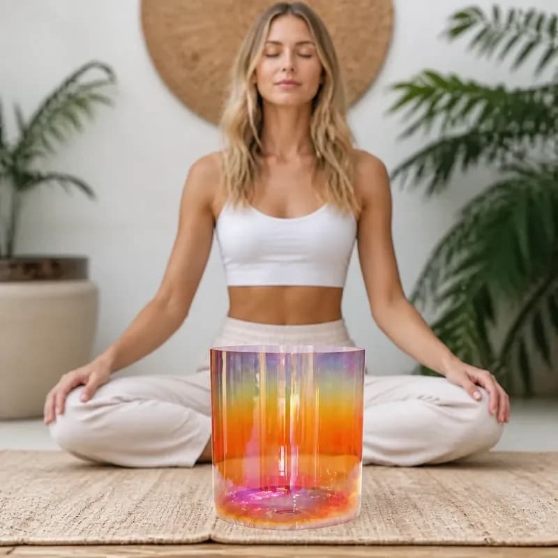 STAR LIN KUP 7 Chakra Crystal Singing Bowl Set Orange Quartz Meditation Sound Healing Alchemy Bowls for Yoga Reiki