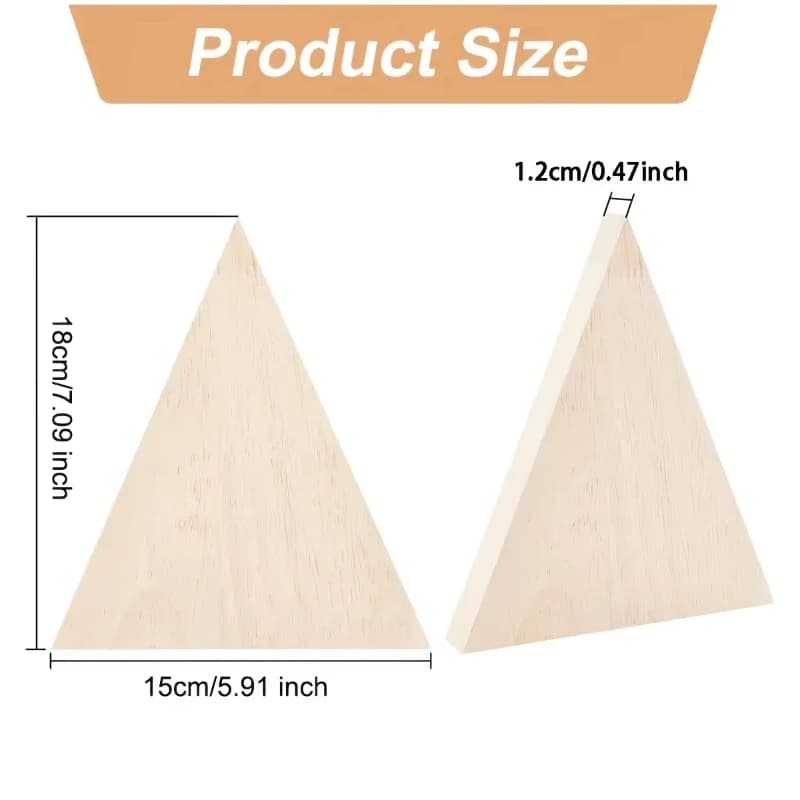2 Pezzi di Blocchi di Legno a Forma di Triangolo Non Finiti, Fette di Legno Triangolari Non Verniciate, Vassoi in Legno a Forma di Triangolo