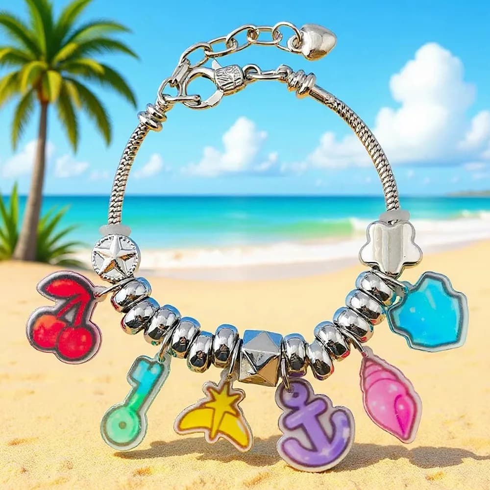 Braccialetto fai da te Katseye Girl Group con conchiglie, ciliegie e cartoni animati in acrilico, accessorio unisex per feste e per il supporto dei fan