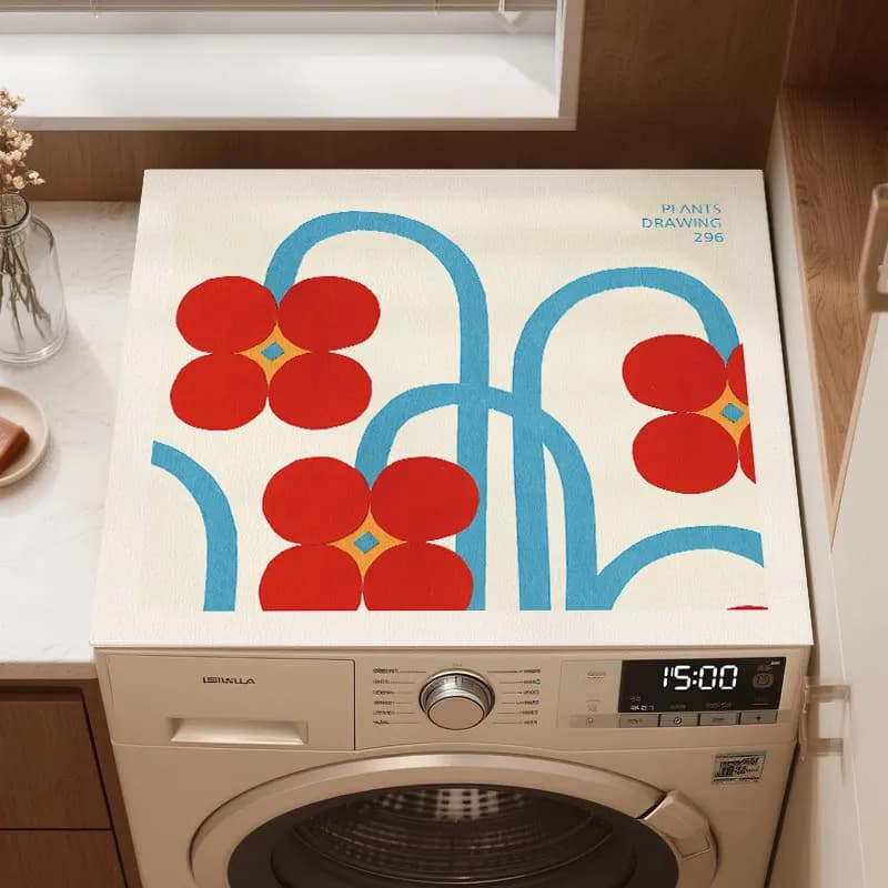 VIKAMA Abstract Geometric Washing Machine Cover Pad Waterproof, Scratch-Resistant And Anti-Slip Drum Washing Machine Dust Pad
