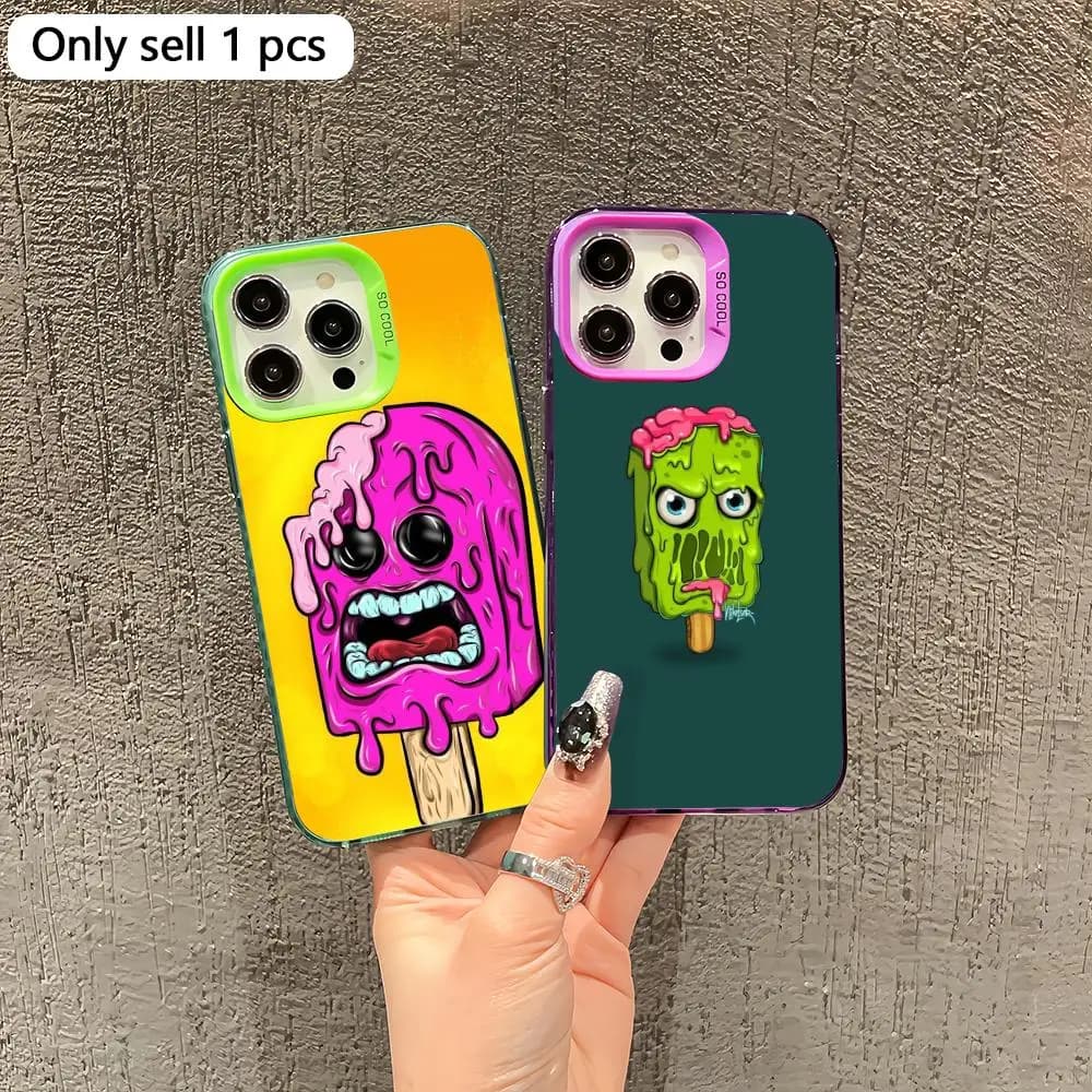 Custodia per telefono stile Punk - Ice Cream Monster per iPhone 17 16 15 14 11 12 13 Pro Max Plus Cover Posteriore