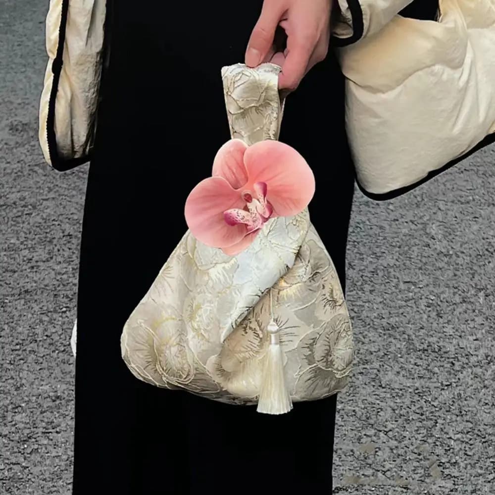 Nuovo stile cinese nodo borsa da polso nappa fiore ciondolo accessori Cheongsam temperamento semplice borsa borse piccolo articolo sacchetto