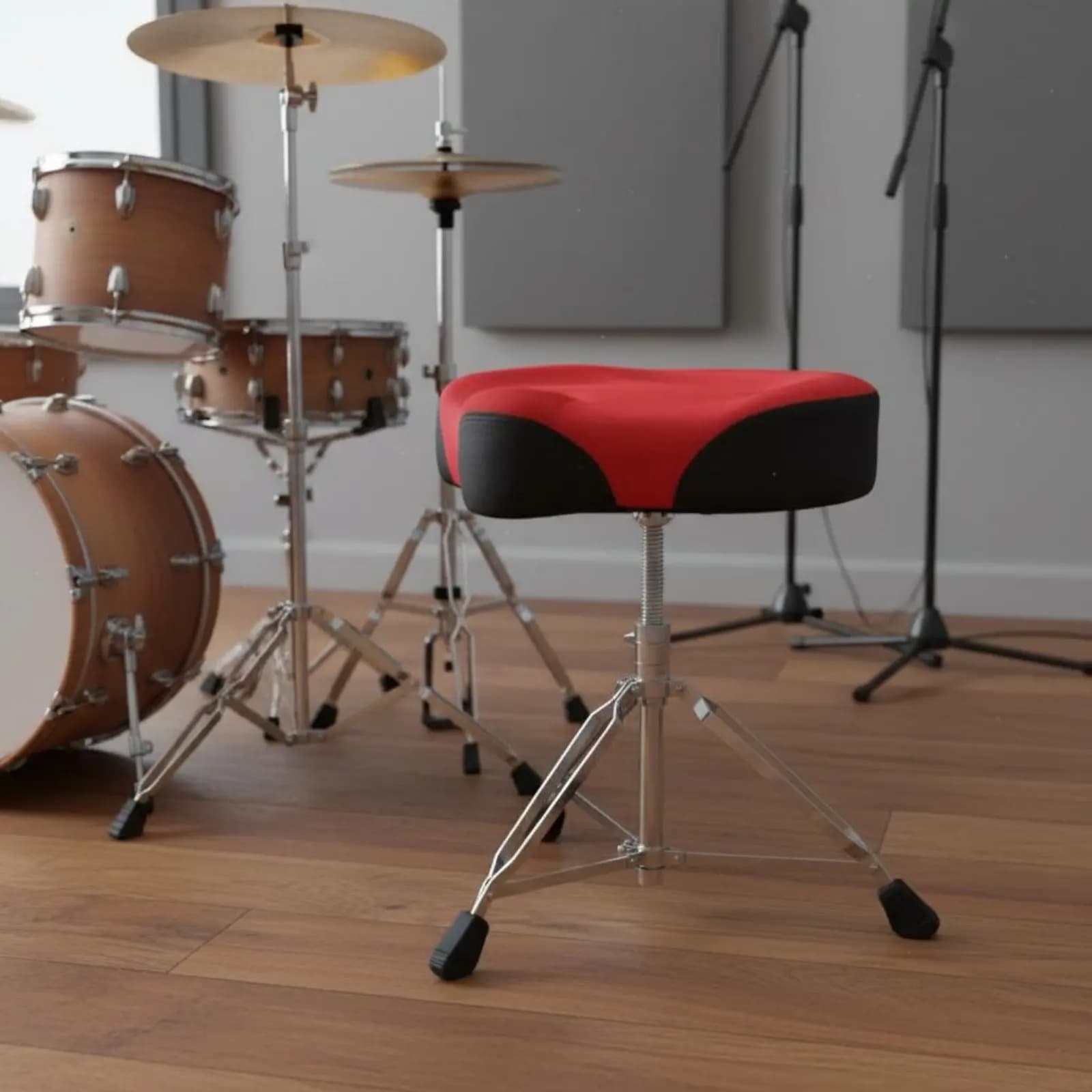 Sgabello per Batteria Imbottito e Regolabile, Girevole, con Doppio Rinforzo, Accessorio per Strumenti Musicali