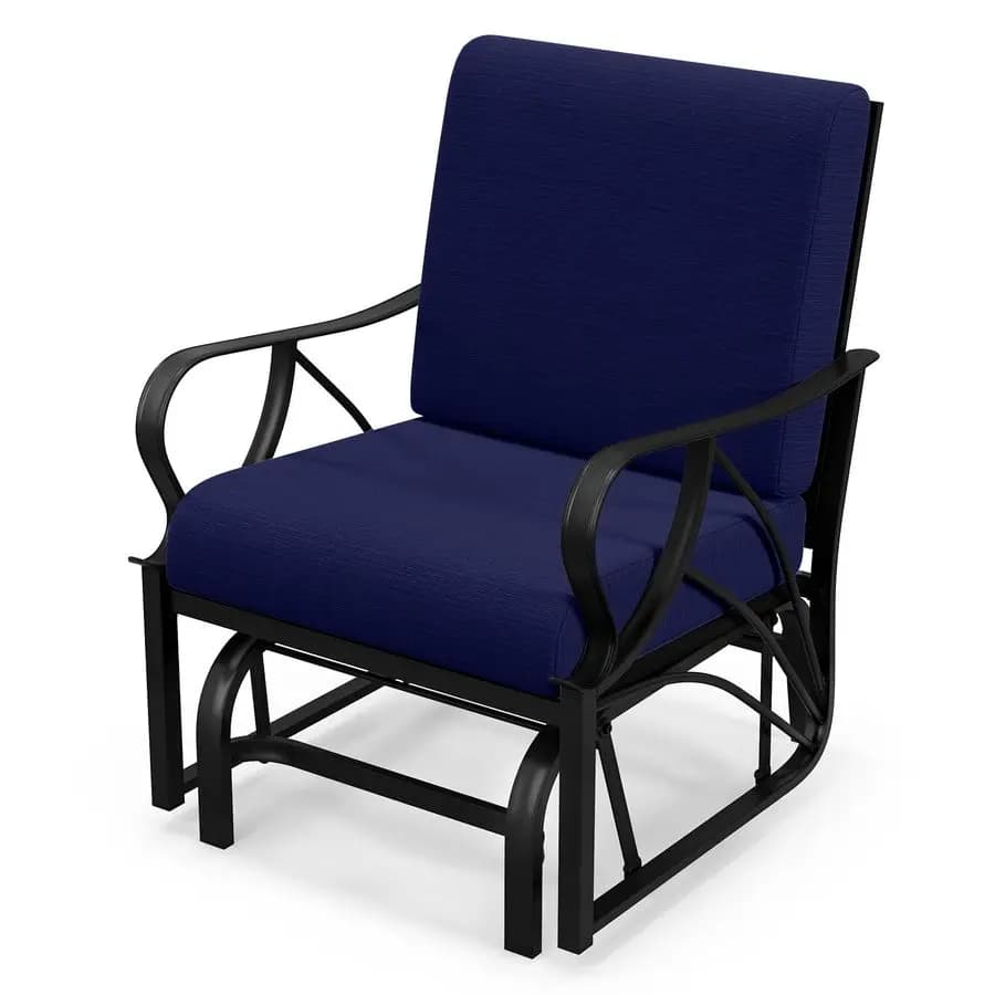 Sedia a dondolo da esterno, sedia a dondolo con struttura in metallo e cuscino, sedia da esterno ergonomica per una persona con braccioli curvi, S