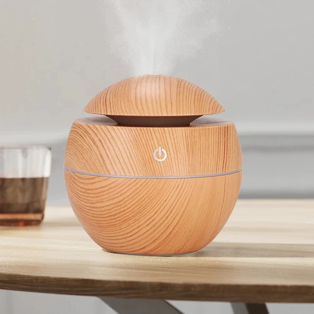 Home Grano di legno Umidificatore Purificatore Diffusore di aromi USB Spruzzatore di nebbia fredda ad ultrasuoni Fragranza di olio essenziale