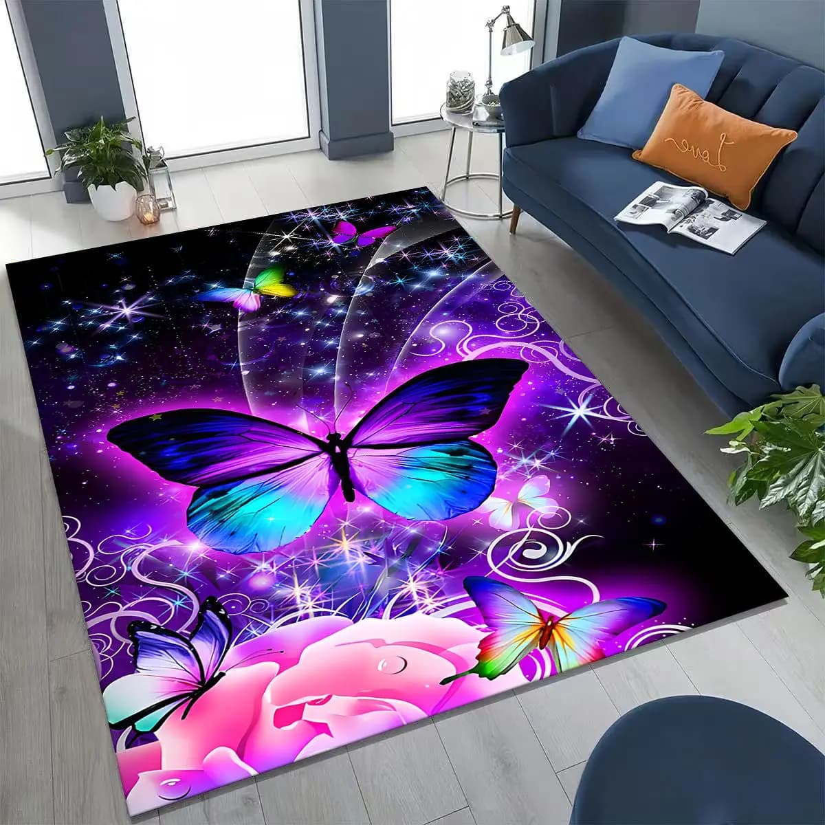 27 stile sogno farfalla fiore cartone animato tappeto per camera da letto soggiorno divano zerbino casa decorazione, bambini giocano tappetino antiscivolo