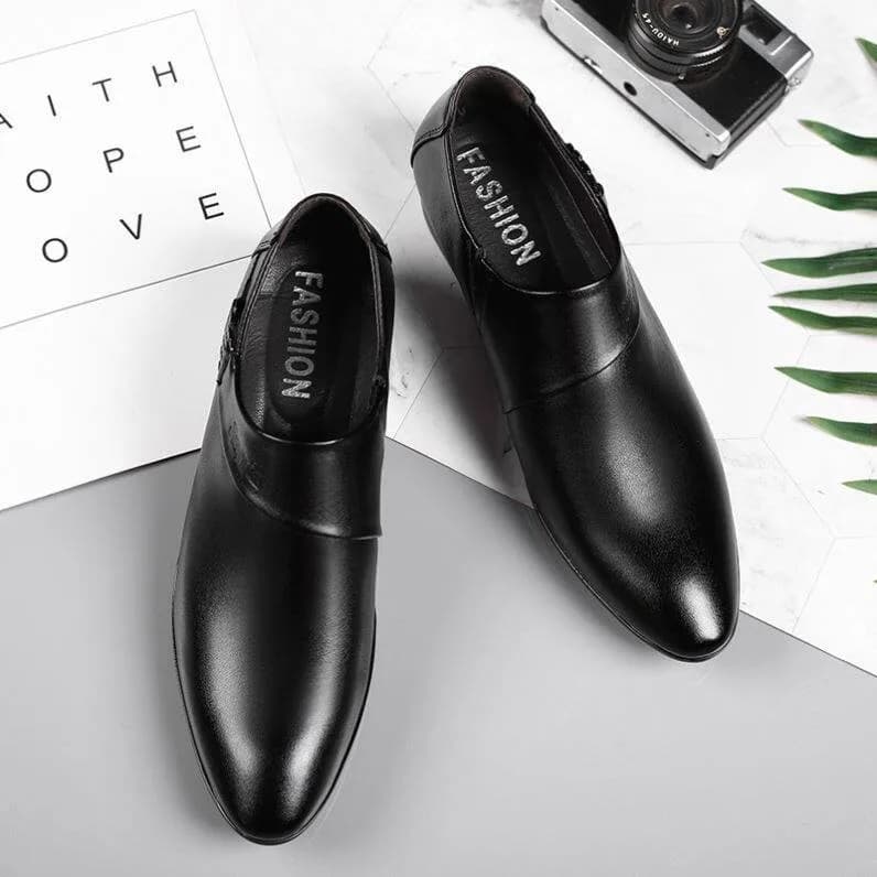 New Summer Men's Wedding Shoes British Pointed Toe Casual Set Youth Business Formal Black Slippers Men's Fashion Single Shoes