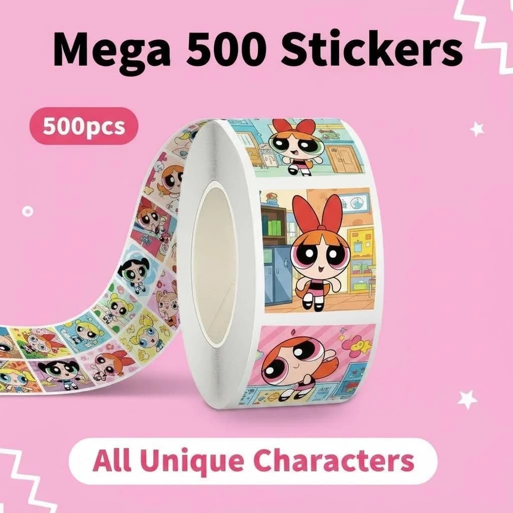 Nuovo Design 500 Pezzi Adesivi The Powerpuff Girls, Adorabili Decalcomanie Anime Cartoon per Decorazione Fai-da-Te di Diari e Quaderni