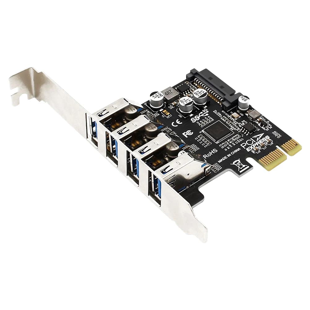 Adattatore HUB USB 3.0 PCIe a 4 Porte, 5Gbps, Controller Convertitore PCI Express, Scheda Adattatore Estensore PCI-E per Computer