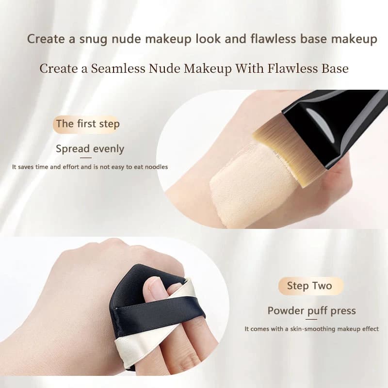 Nuovo Pennello Fondotinta Ultra Sottile a Mezzaluna, Pennello Contouring Viso, Palette Colori, Pennelli per Sfumare Fondotinta e Crema, Kit Palette Pennelli Trucco