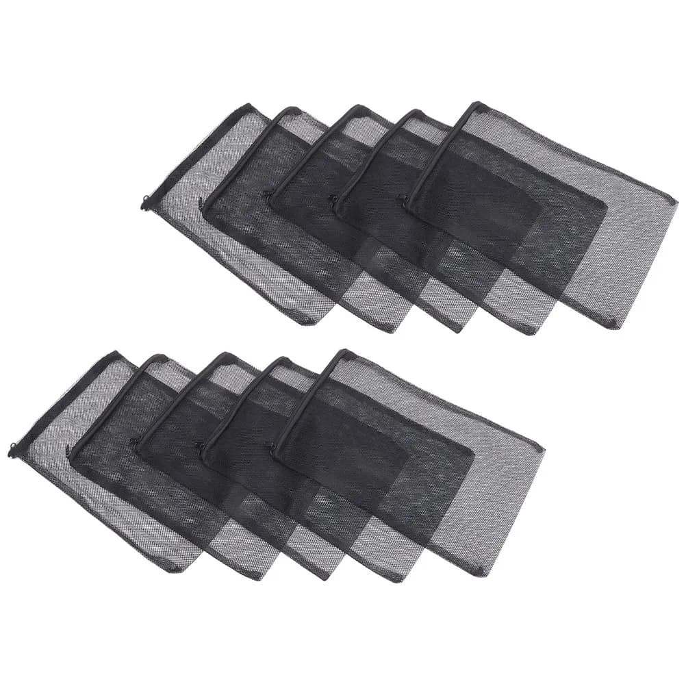 10 sacchetti filtranti per acquario, sacchetti filtranti in rete riutilizzabili con coulisse, media di filtrazione fine per prodotti per la pulizia dell'acquario