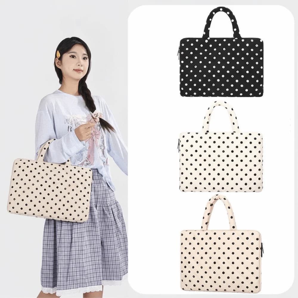 Portable Polka Dot Laptop Bag Shockproof Large Capacity Notebook Pouch 11-15.6 Inch Computer Carrying Case Daily Carry