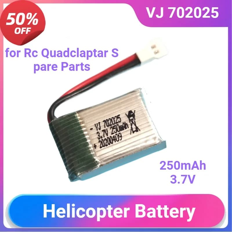 Vj 702025 per H2 H8 H48 U207 Rc Quadclaptar Pezzi di ricambio Lipo Batteria H8 Drone Batteria per elicottero 3.7V 250Mah 25C