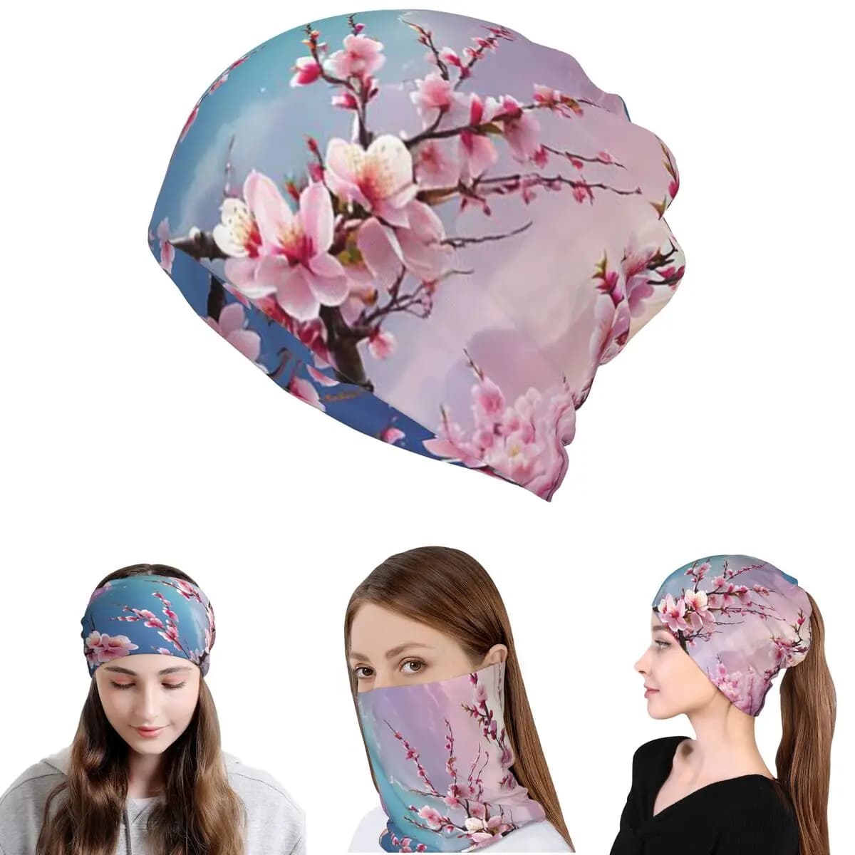 Bandana con Fiori di Ciliegio Giapponesi, Sciarpa Multifunzione, Maschera per il Collo, Cappello Balaclava Lavabile per Uomini e Donne