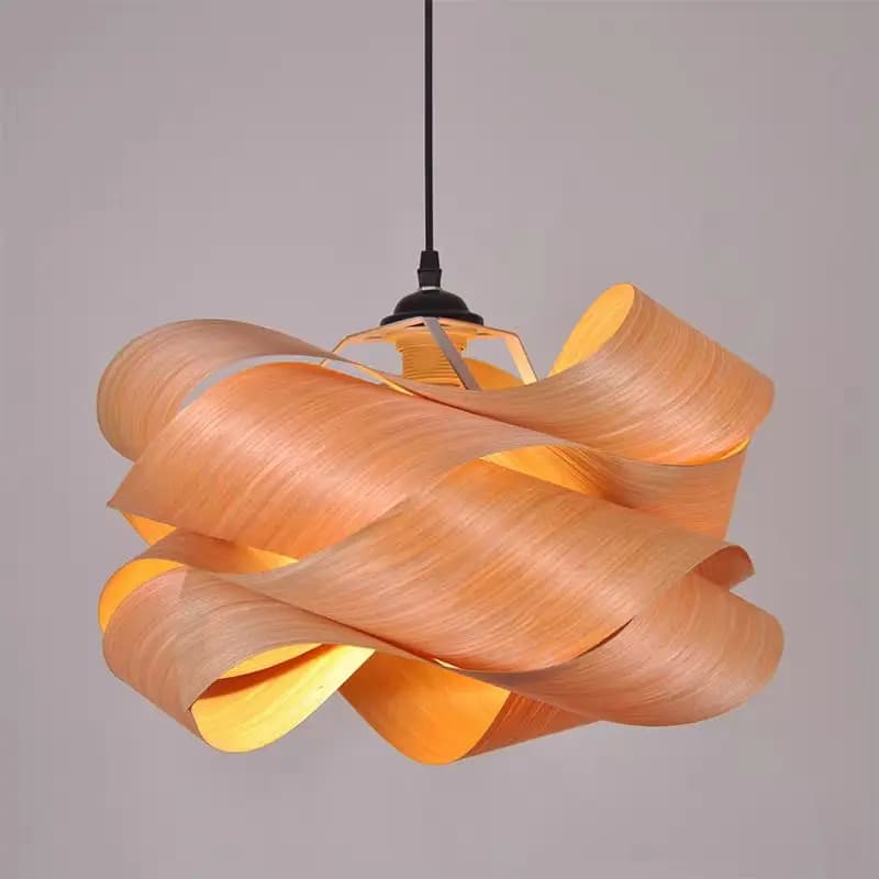 Involucri di design Lampada a sospensione in legno Pelle di legno Design creativo Illuminazione per camera da letto Studio Soggiorno Lampada in legno irregolare