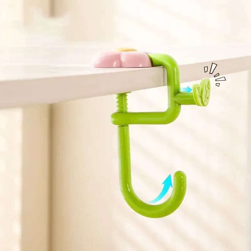 Gancio portaoggetti da tavolo a forma di fiore regolabile rimovibile per organizer per zaini per cuffie da ufficio