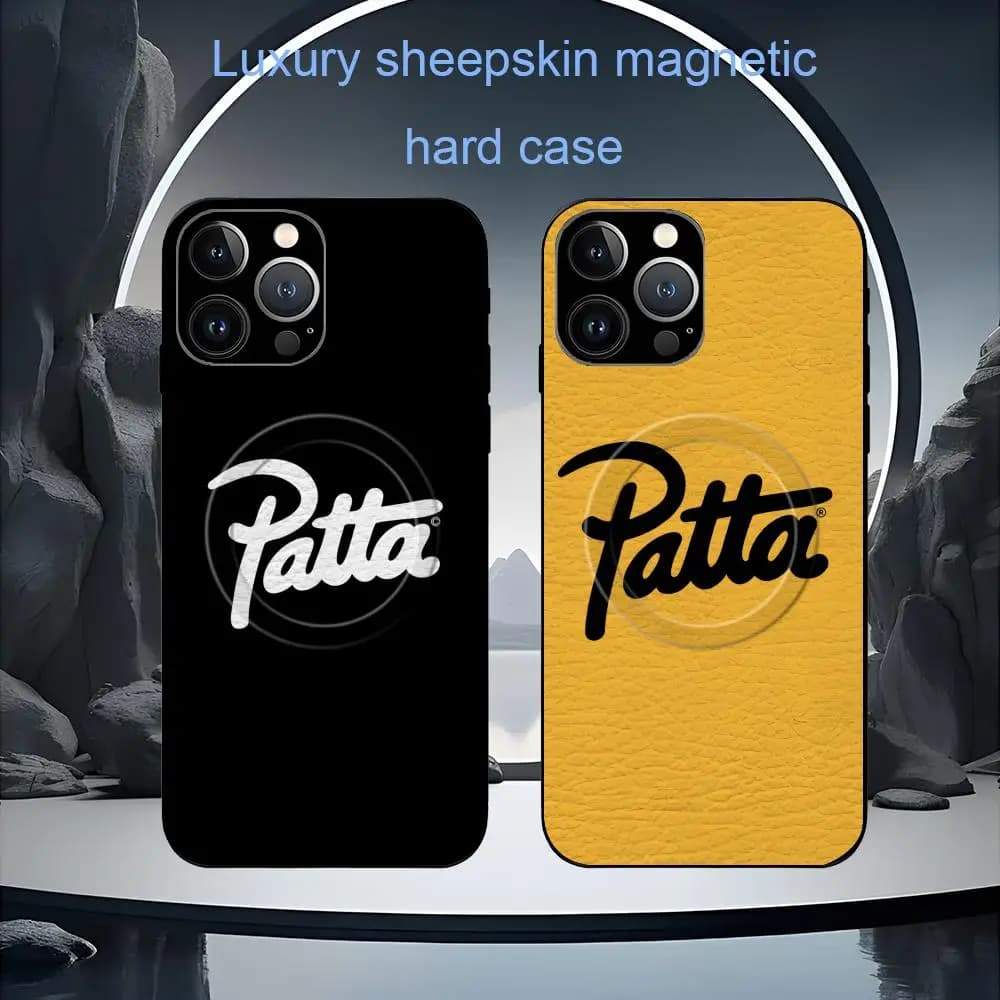 LOGO Patta Fashion Cool Phone Case For iPhone 17 16 15 14 13 12 11 Plus Pro Max High-end Luxury Magsafe Sheepskin