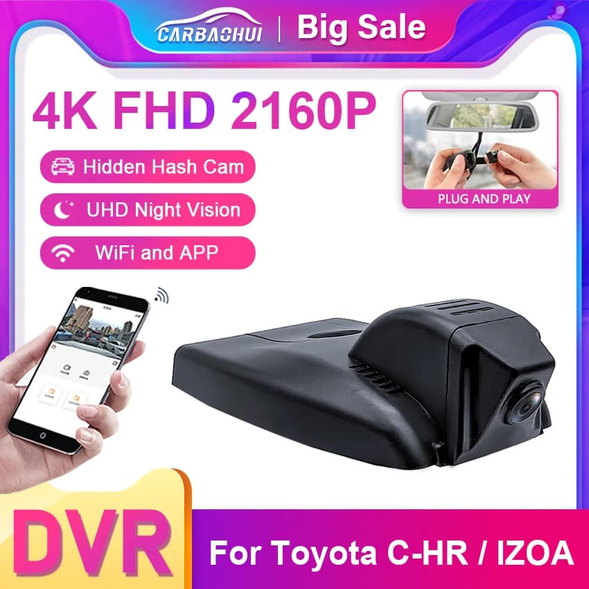 DVR per auto per Toyota C-HR CHR 2023 2022 2021 2020 2019 2018 2017,Plug and Play 4K Dash Cam Dashcam Camera, accessori per CHR