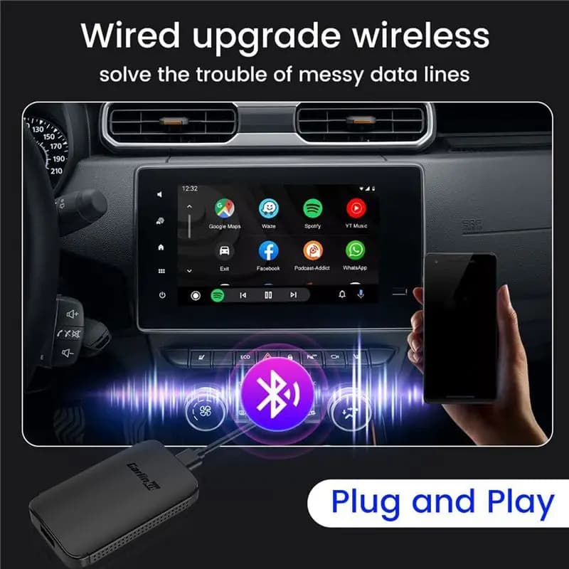 Adattatore wireless Android Auto M85K per aggiornamento AA cablato Wireless AA, collegamento automatico, WiFi 5G, dongle wireless Android Auto