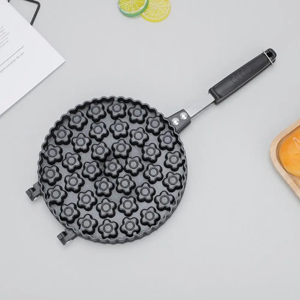 Stampo per Torte a Forma di Fiore di Prugna con 19/37 Fori, Manico Lungo, Macchina per Waffle a Doppia Faccia, Antiaderente, Durevole, per Coni Gelato
