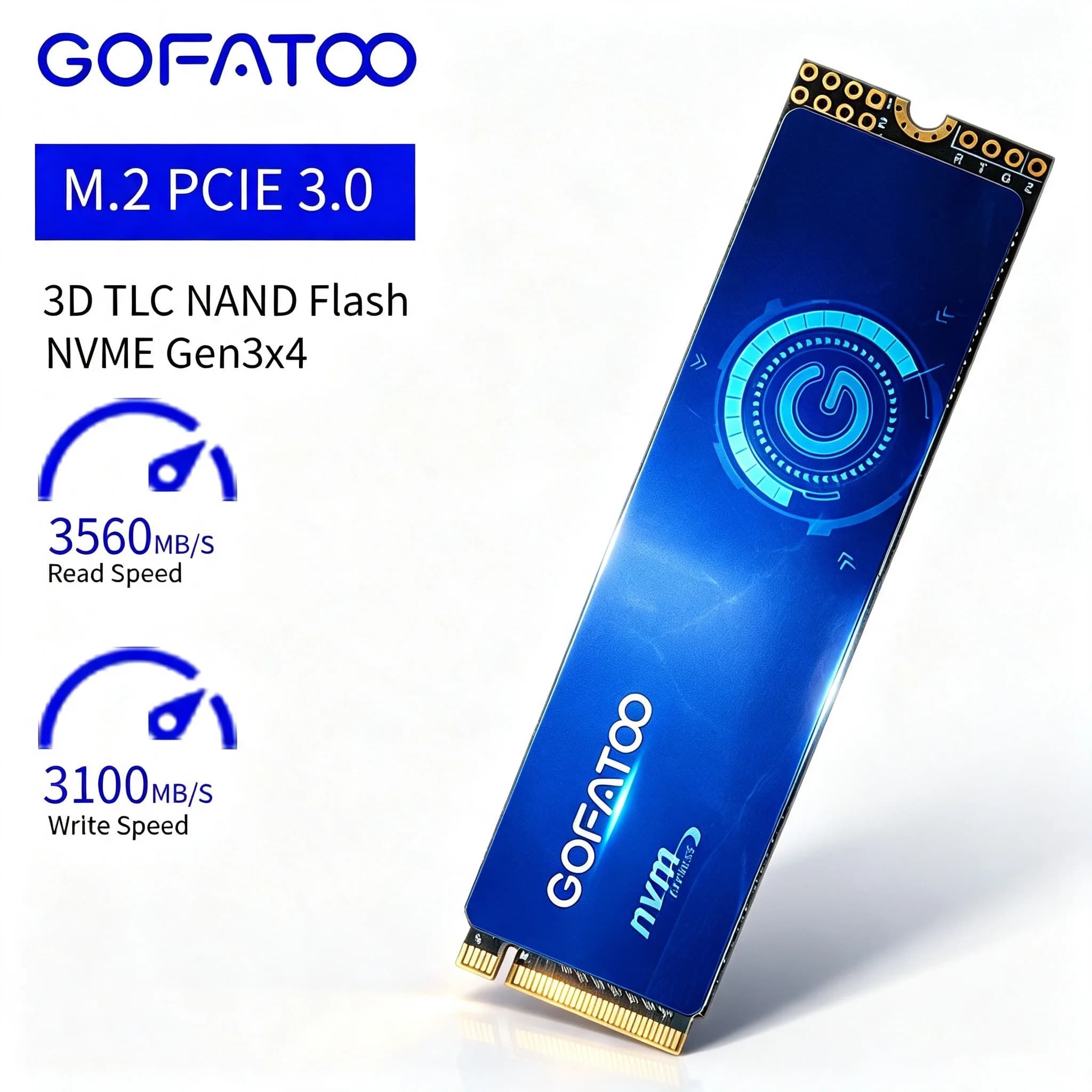 GOFATOO NVMe SSD M2 2TB 1TB 512GB 256GB 3500MB/s PCIe3.0 X4 Gen3 M.2 2280 Internal Solid State Drive Disk for Laptop Desktop