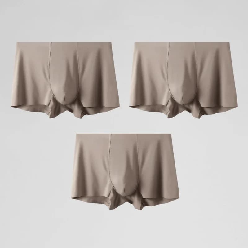 3 pezzi di biancheria intima da uomo, slip a quattro lati effetto seta, pantaloncini estivi leggeri e traspiranti senza cuciture con cavallo piatto