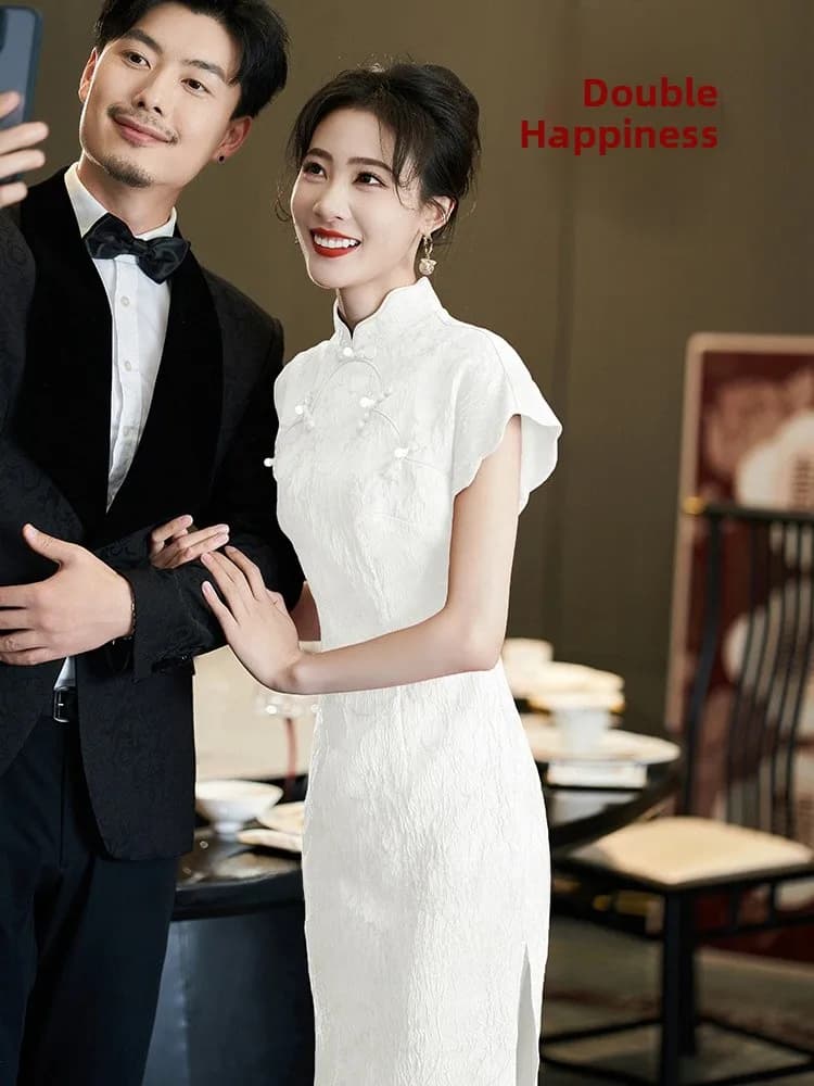 Women's Best White Bride Dress 2026 New Style Chinese High Range for Fidancy, Sensual Monopezzo Dress