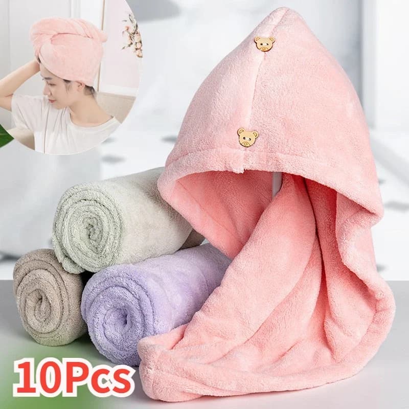 10 pieces quick drying microfiber towel for quick drying hair bathroom accessories nursing headset with sauna buckle spa towel